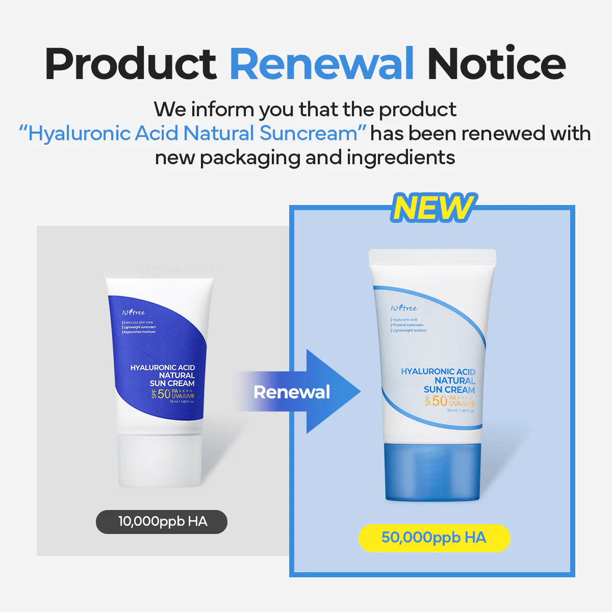 Isntree Hyaluronic Acid Natural Sun Cream SPF50+ PA++++ (50ml) - Image 4