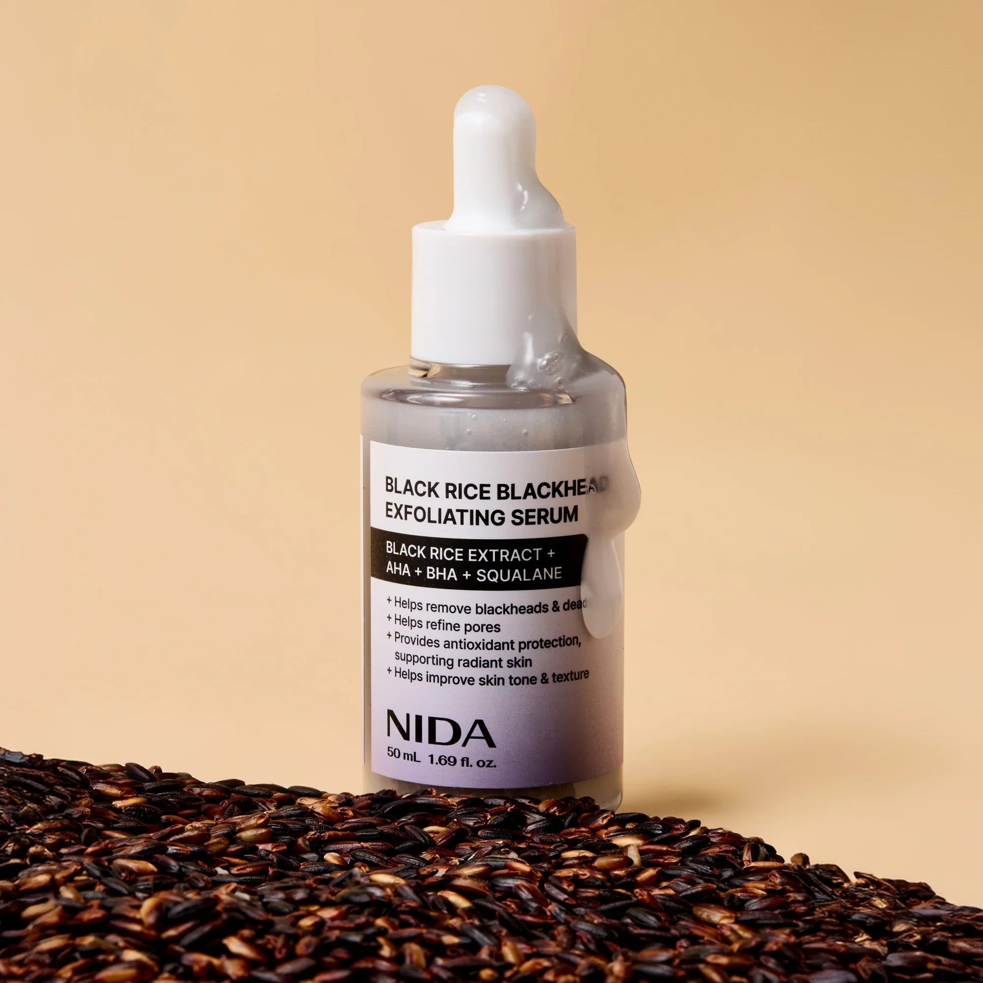 NIDA Black Rice Blackhead Exfoliating Serum (50ml) - Image 2