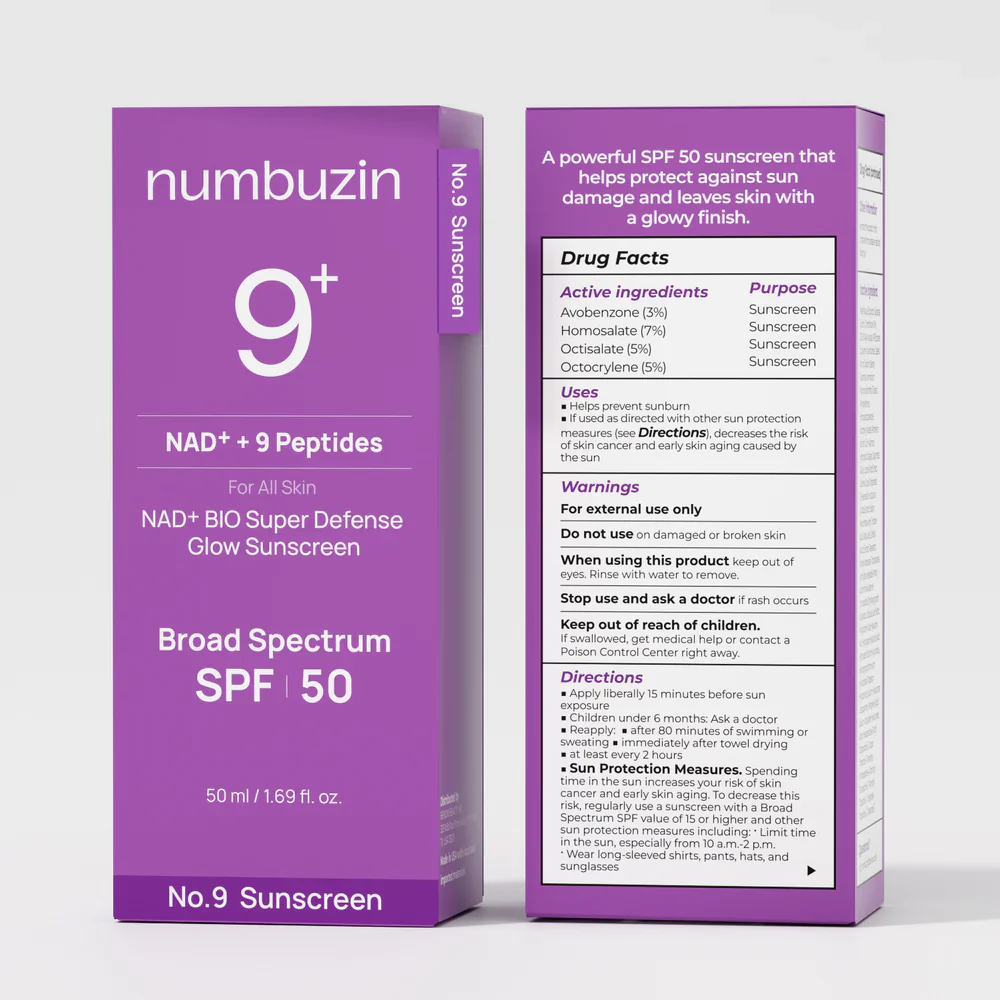 numbuzin No.9 NAD+ Bio Super Defense Glow Sunscreen SPF 50 (50ml) - Image 5