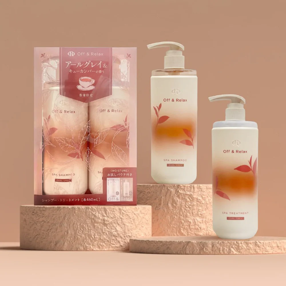 OFF & RELAX Spa Shampoo + Hair Treatment Earl Grey & Cucumber Scent Limited Set (2x460ml) - Image 3